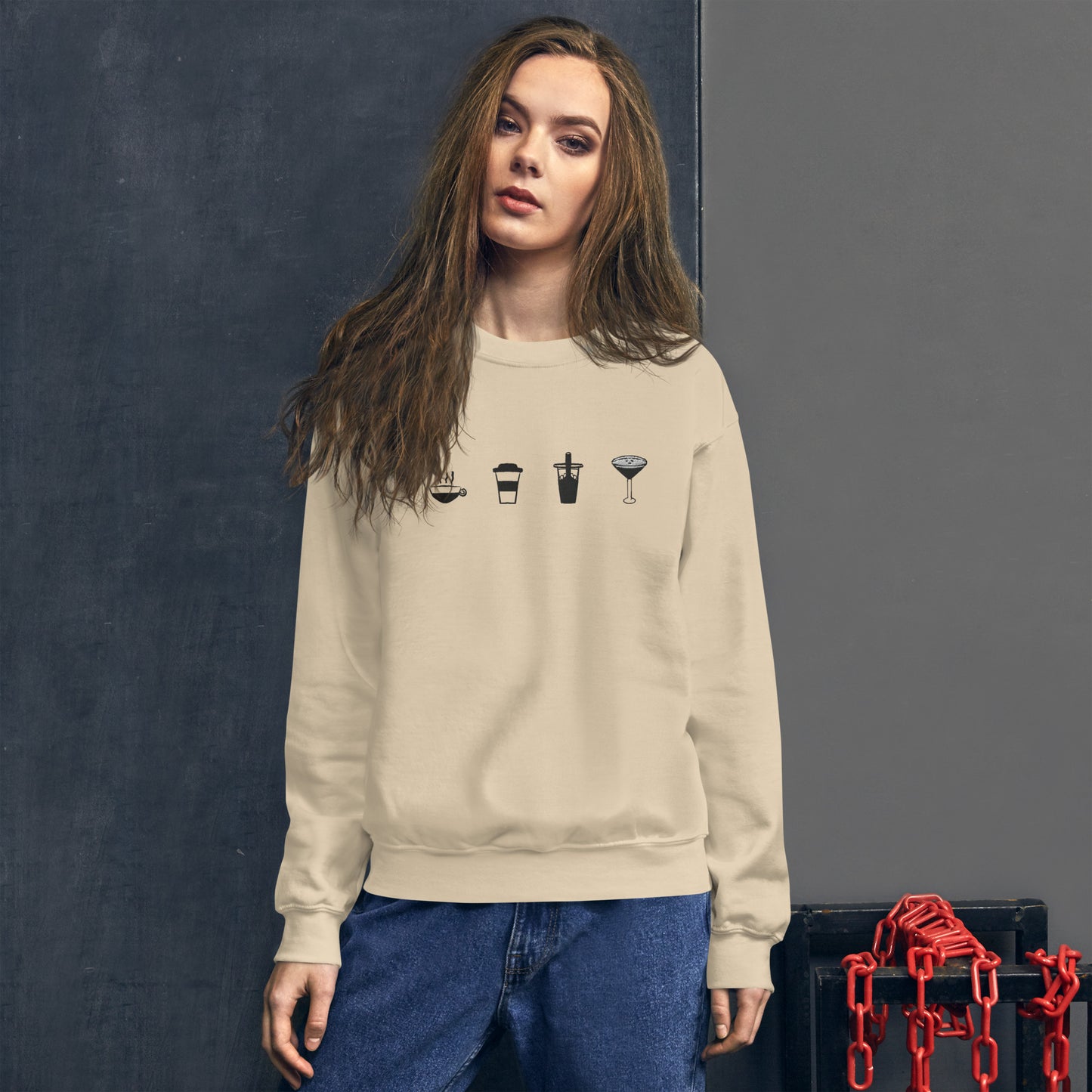 Coffee Break Embroidered Unisex Sweatshirt